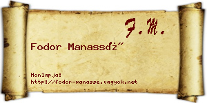 Fodor Manassé névjegykártya